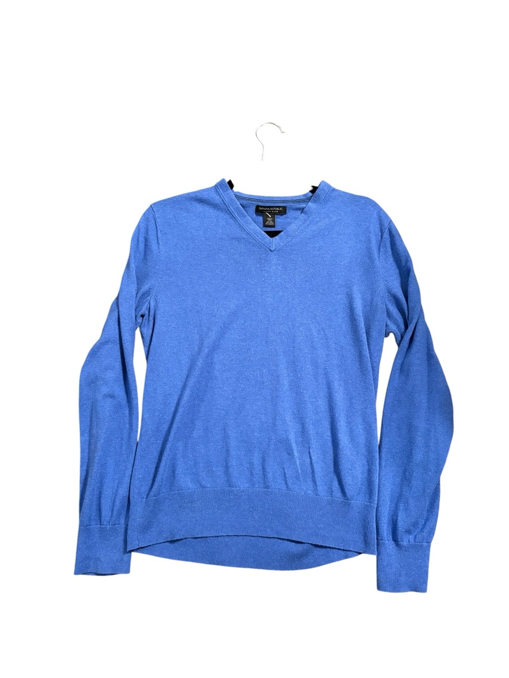 Banana Republic luxury blend blue Periwinkle V Neck Sweater silk cotton cashmere